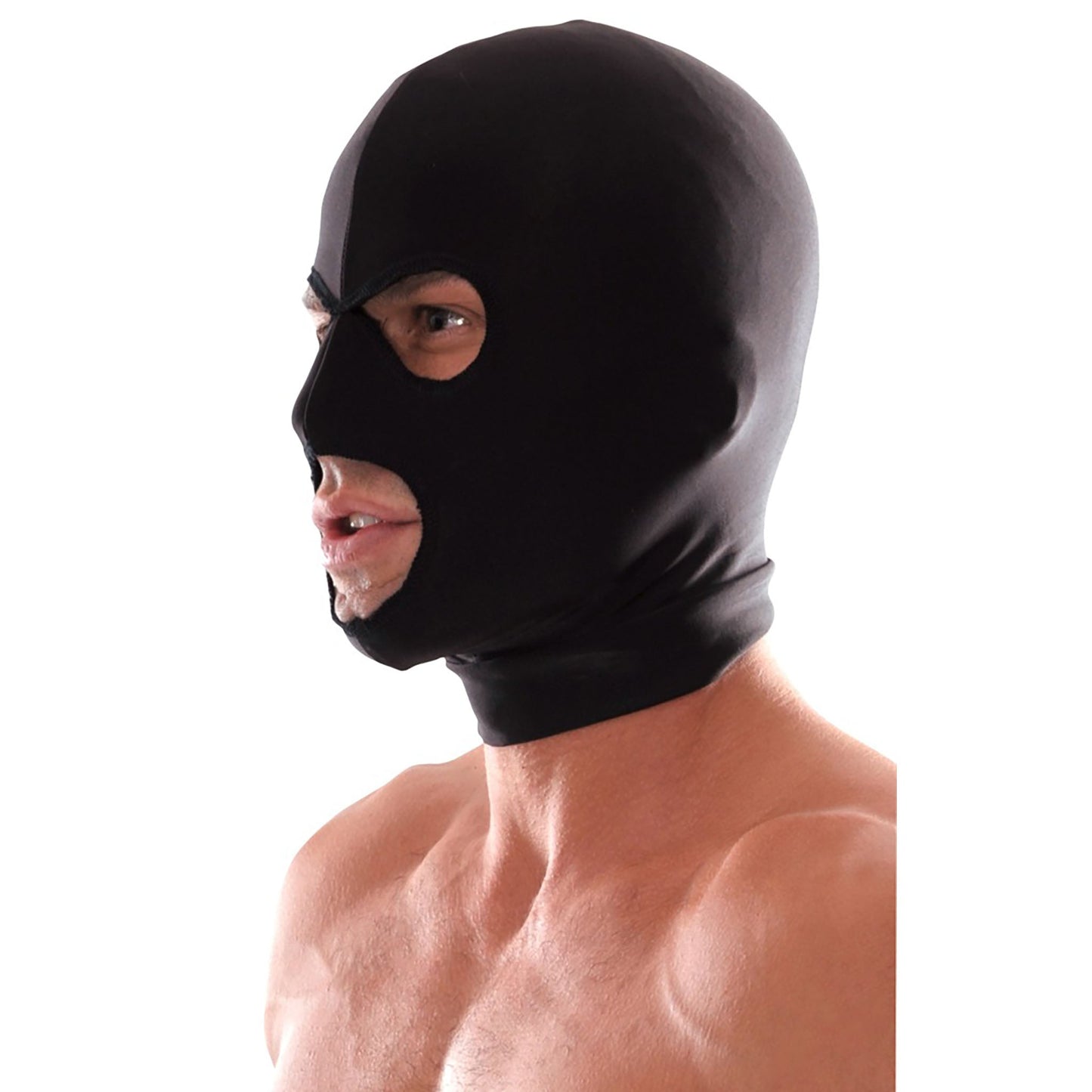 Spandex 3-hole Hood, schwarze Kopfmaske mit 3 Löchern von ihm getragen