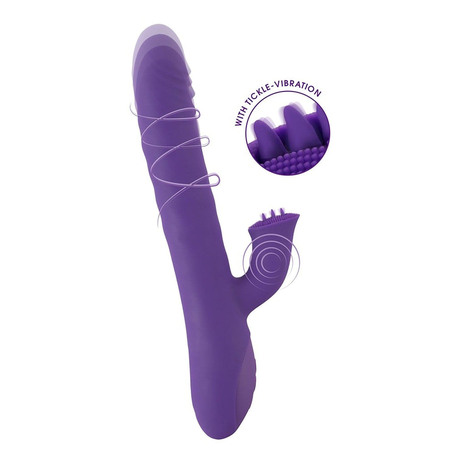 Stoßender und rotierender Rabbit-Vibrator in lila von Sweet Smile von einer Hand gebogen