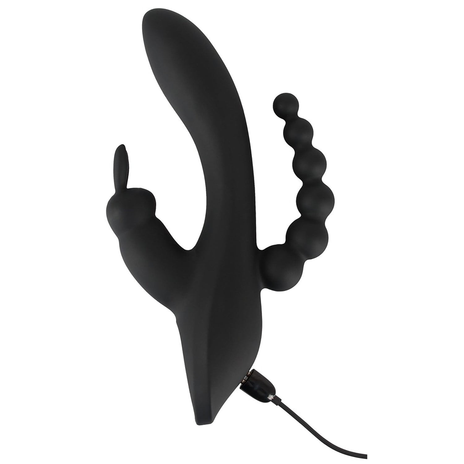 Triple G-Punkt Vibrator in schwarz in einer Hand gehalten