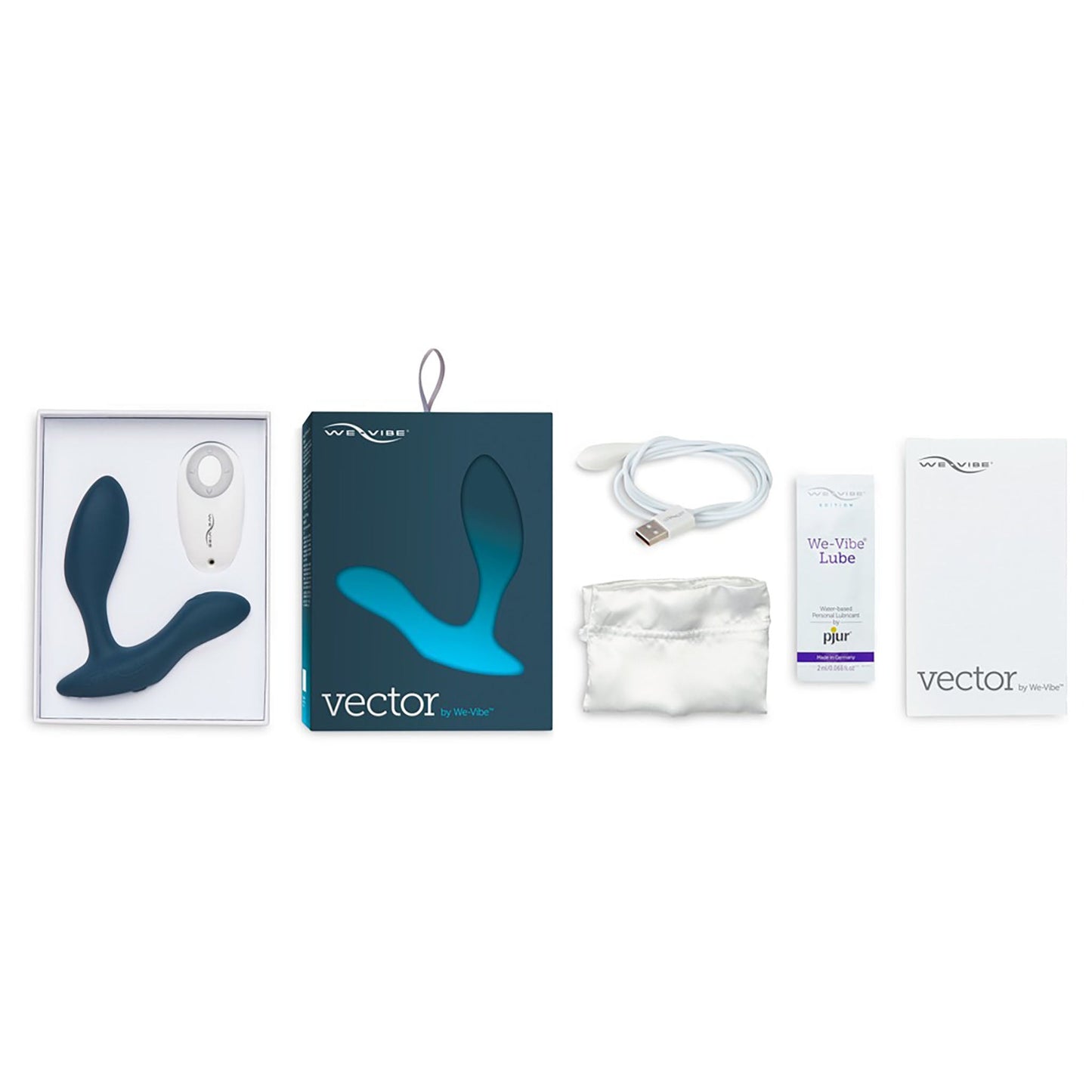 Vector, blauer, vibrierender Analplug von We-Vibe in geöffneter Verpackung