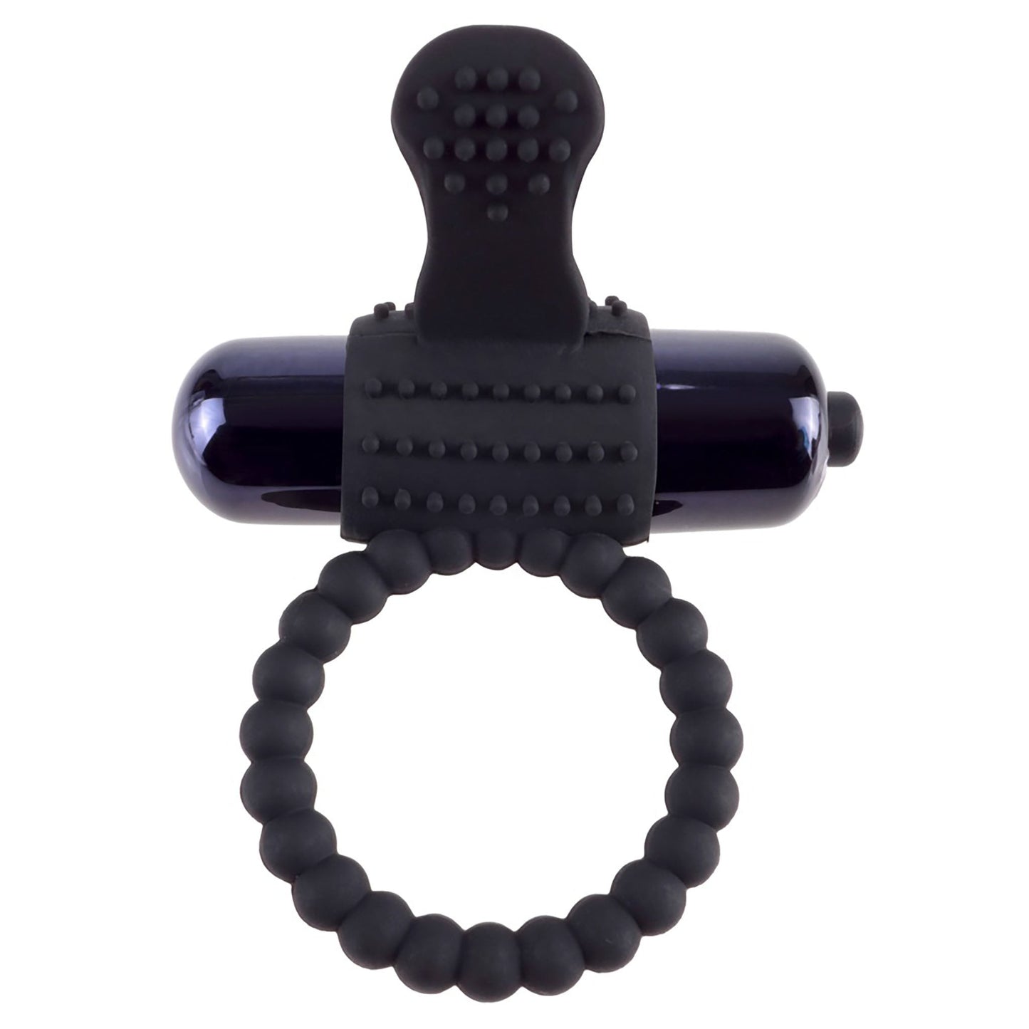 Vibrating Silicone Super Ring, Penisring in schwarz mit Vibrobullet