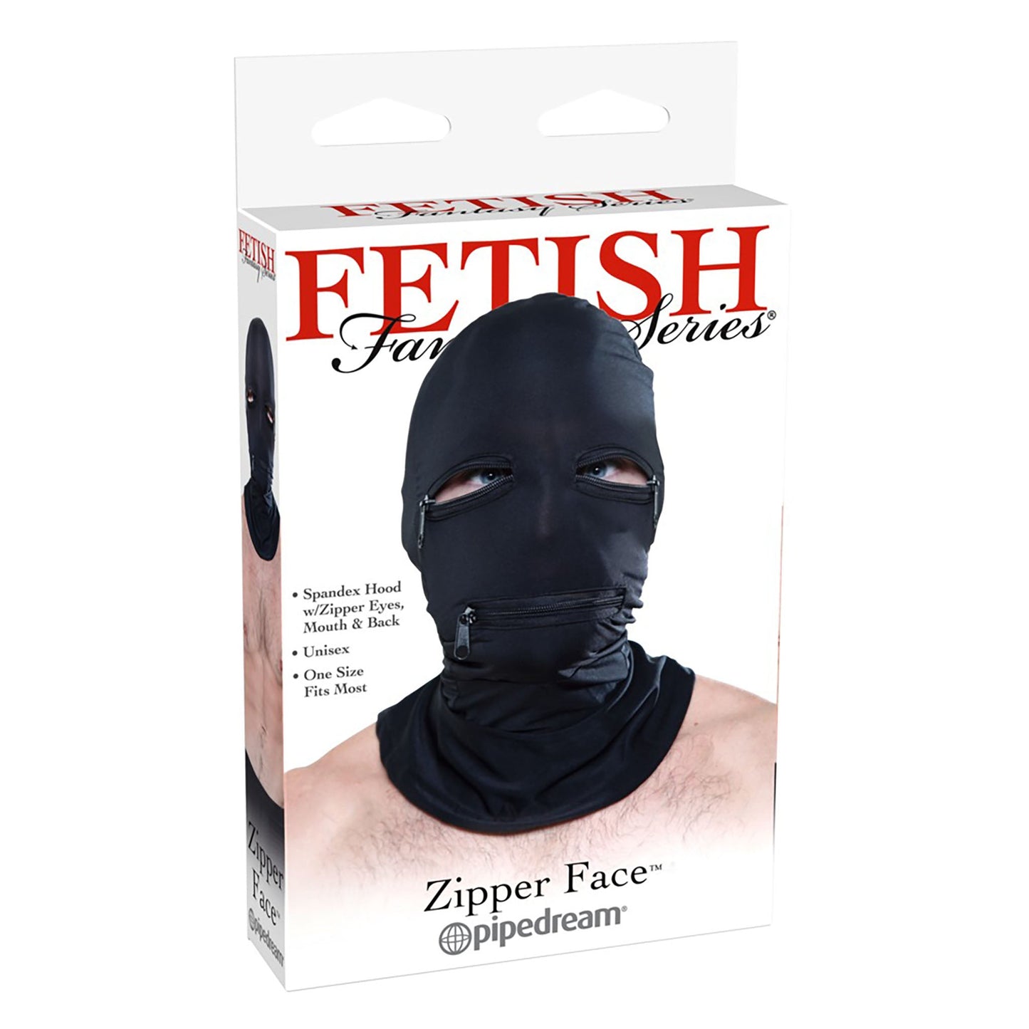 Zipper Face Hood, schwarze Kopfmaske in Verpackung