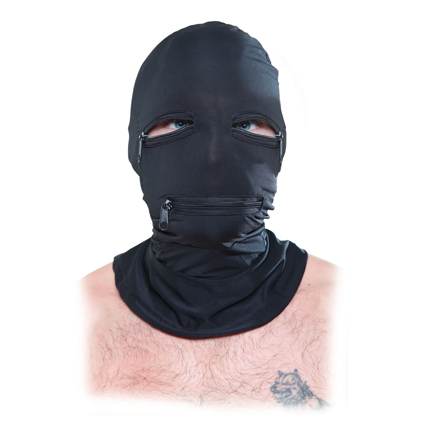 Zipper Face Hood, schwarze Kopfmaske